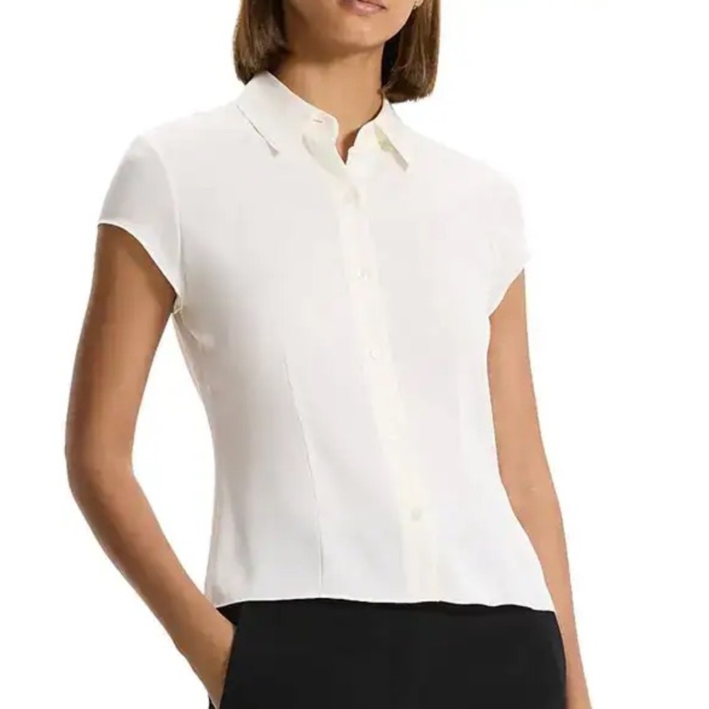Theory Women's Elegant Cream Button-Down Shirt